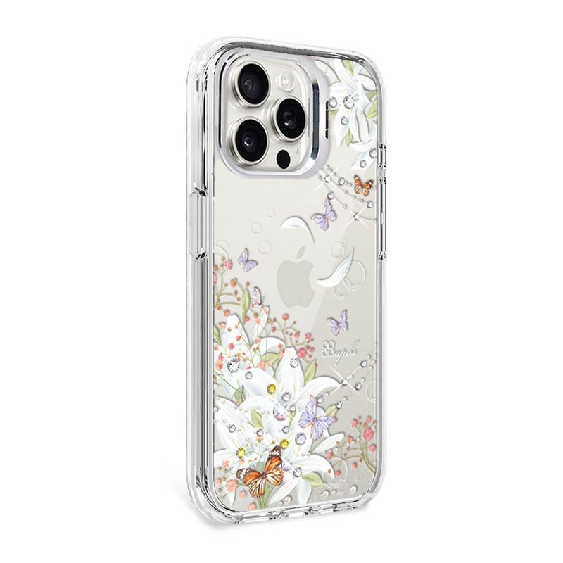 iPhone 全系列 防震雙料隱形立架水晶彩鑽手機殼-珠落白玉 - 手機殼/手機套 - 其他材質 多色