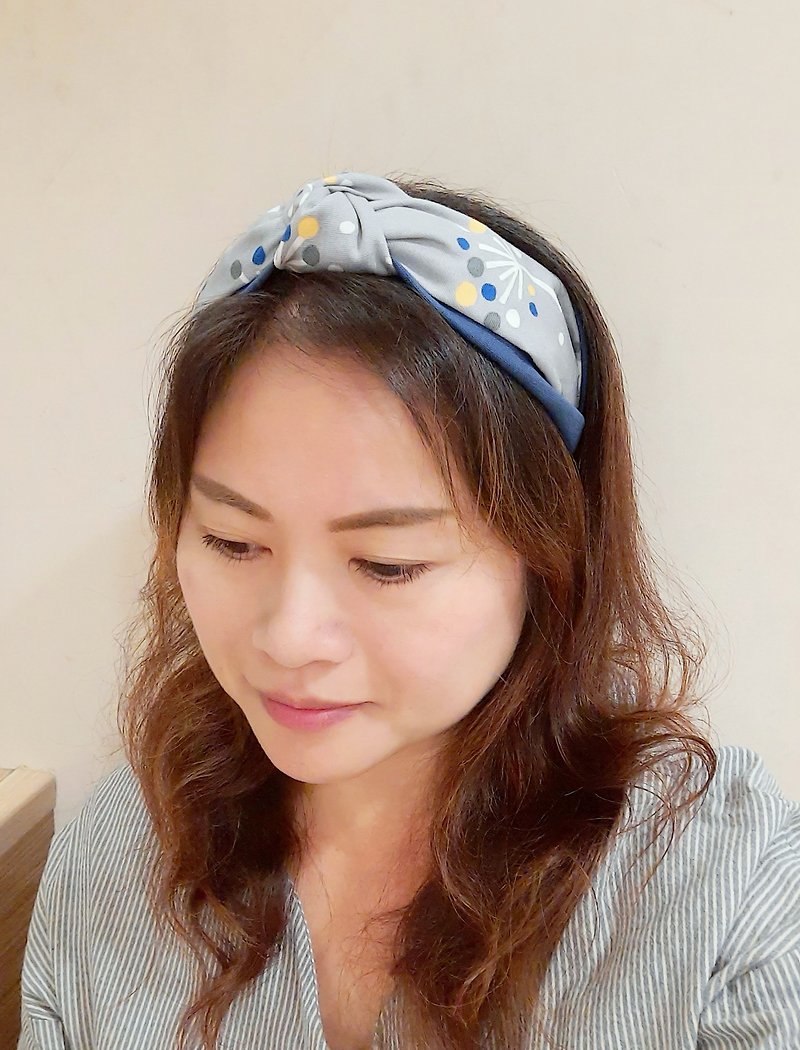 Fly! Lace flower. Nordic style kink handmade wide headband/wide hairband/wenqing hairband - Headbands - Cotton & Hemp Silver