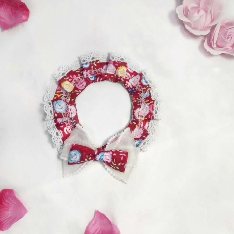 Rose Princess. Lace collar-red丨cat, rabbit and dog pet scarf collar collar - ปลอกคอ - วัสดุอื่นๆ สีแดง