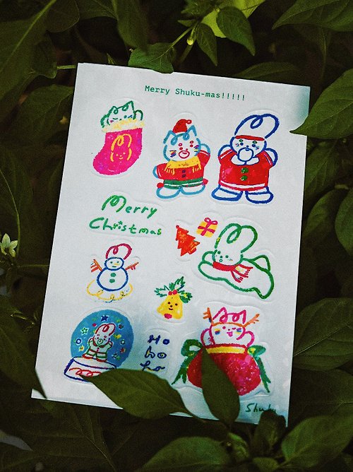 Shuku Merry Shuku Sticker Set 聖誕鐳射閃片半裁切貼紙