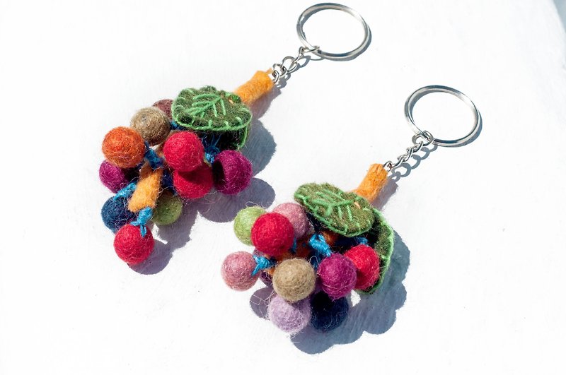 Wool felt charm / wool felt key ring / fruit key ring / rainbow wool felt - macarons grape - Keychains - Wool Multicolor