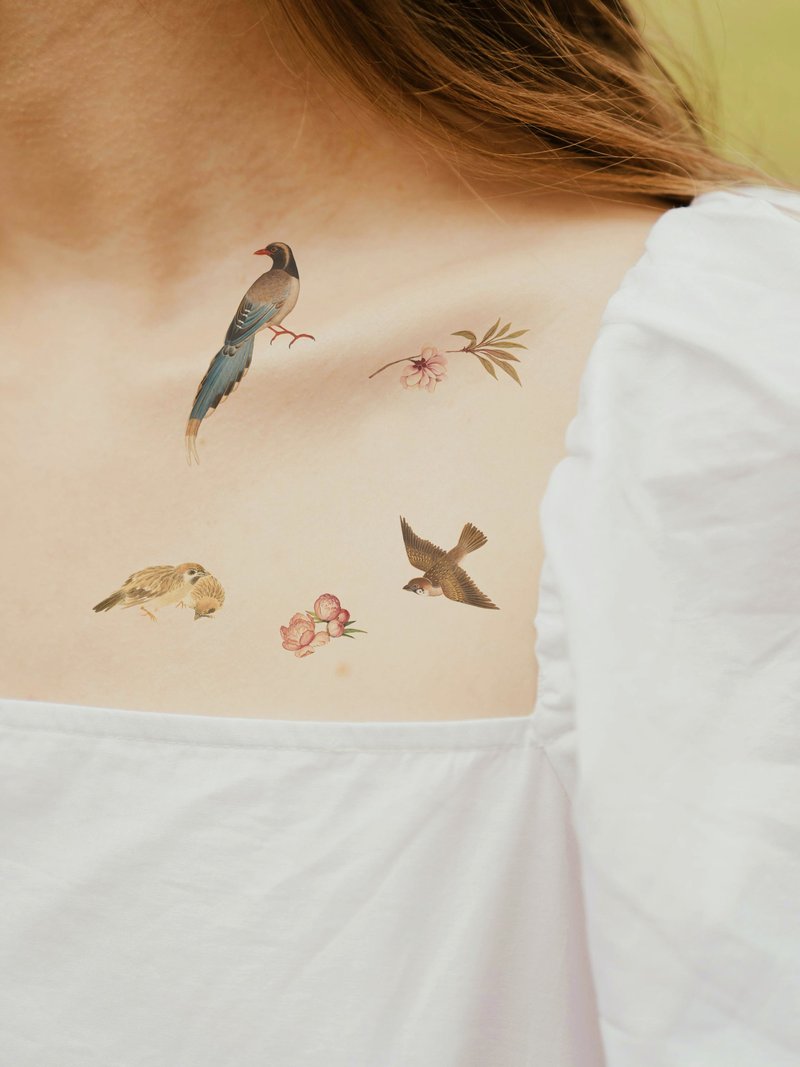 丹青鳴春 - タトゥーシール2枚組 PAPERSELF × 故宮博物院 コラボレーションデザイン - タトゥーシール - 紙 多色