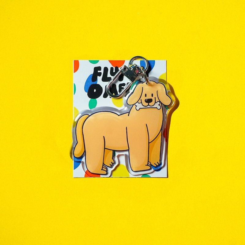 Fluffy Omelet - Keychain / Pin / Phone Grip - NUGGET GOLDEN RETRIEVER DOG - 鑰匙圈/鑰匙包 - 壓克力 白色