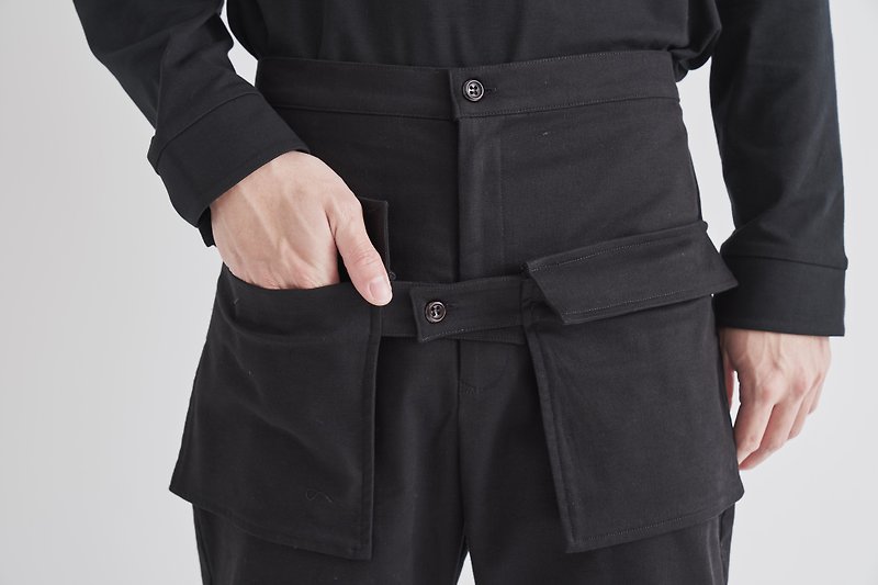 8 lie down. Front pocket trousers - กางเกงขายาว - ผ้าฝ้าย/ผ้าลินิน สีดำ