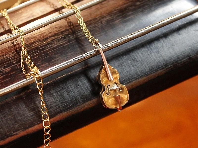 為了演奏者的低音提琴　項鏈　br.ver(黃銅) - 項鍊 - 其他金屬 金色