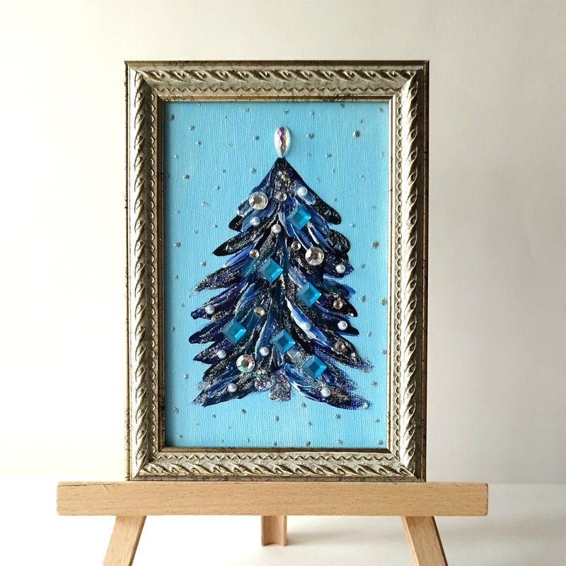 Christmas Tree Acrylic Painting - The Perfect New Year Gift | Wall Decoration - Wall Décor - Acrylic Blue