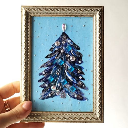 アクリル画 題名「クリスマスツリー」 アクリル絵の具で「クリスマスツリー」を描いてみた｜junya_art