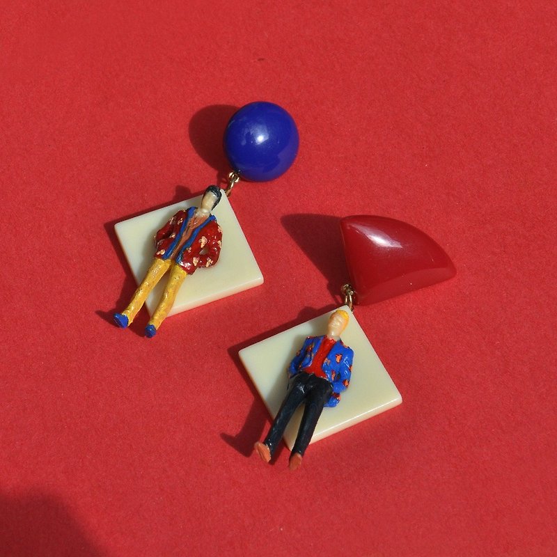 Japanese flower shirt earrings/ Acrylic earrings/ villain earrings - ต่างหู - อะคริลิค 