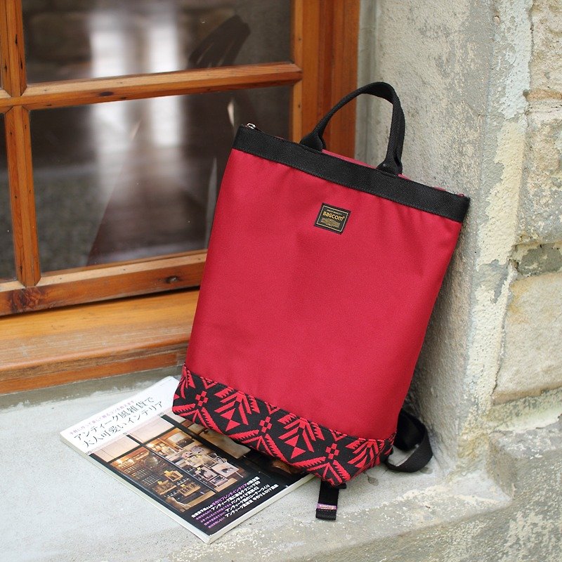Nylon Totem Portable Backpack(14'' Laptop OK)-Red★100441-20 - กระเป๋าเป้สะพายหลัง - วัสดุอื่นๆ สีแดง
