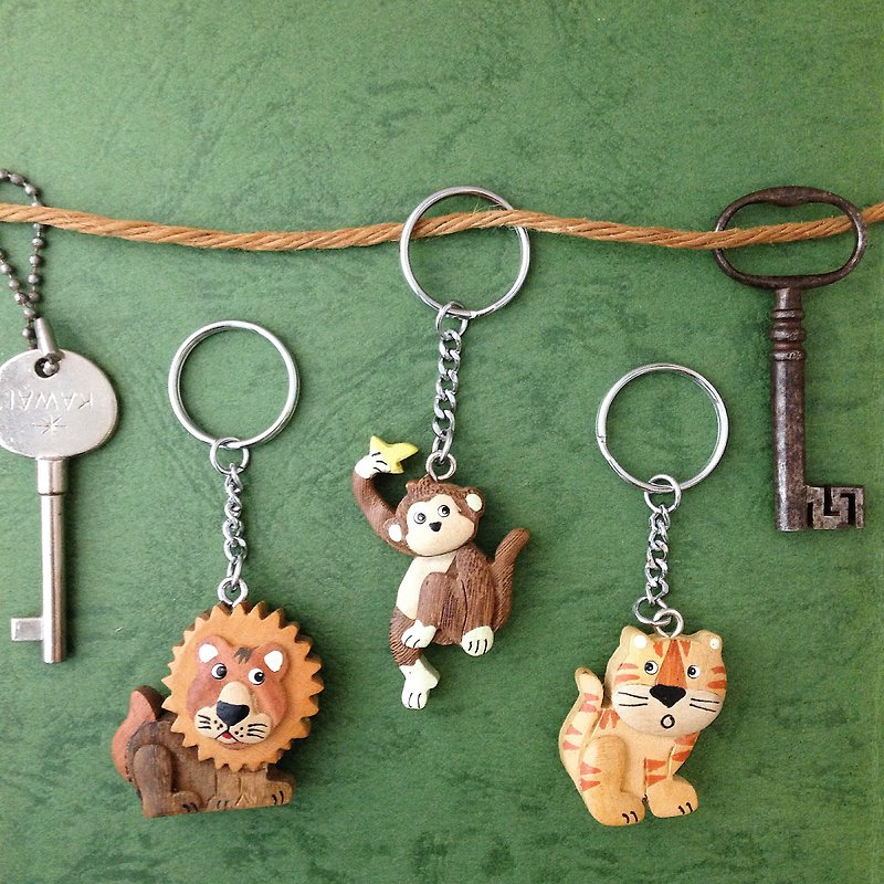 小吊飾/鑰匙圈專區 - 鑰匙圈/鑰匙包 - 木頭 咖啡色