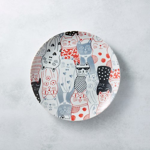 有種創意 日本食器 日本美濃燒 - 酷花貓餐盤 - 紅