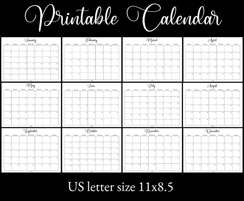 Printable Monthly Calendar 2022 - Printable Calendar - Calendar Printable - 其他數位設計 - 其他材質 