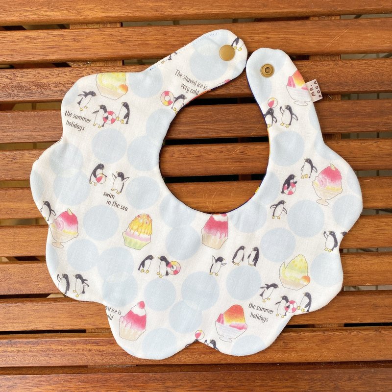 Penguin Ice-Saliva towel bib in stock - Bibs - Cotton & Hemp Multicolor