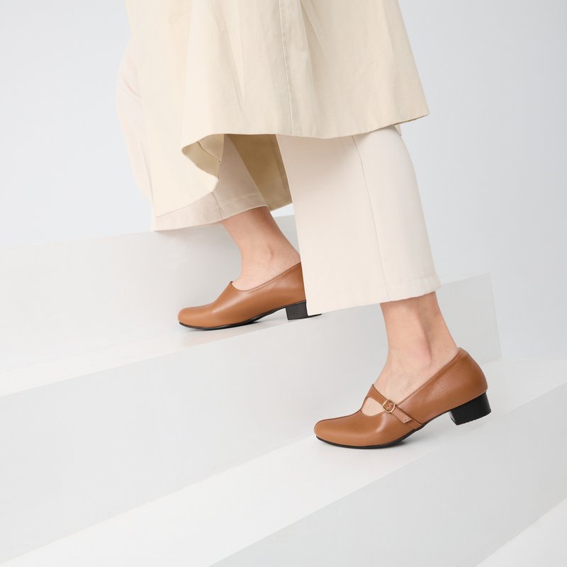 經典鞋款・秋冬必備 菲比 真皮瑪莉珍 - 瑪莉珍鞋 - 真皮 咖啡色
