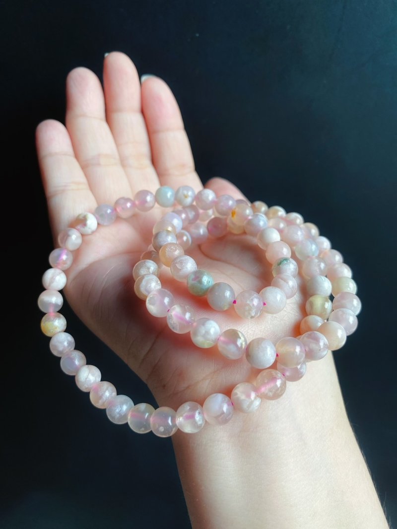 孤品 永恒的花 櫻花瑪瑙 多圈 果凍 水中花 手鍊 天然石 禮物 - 手鍊/手環 - 水晶 多色