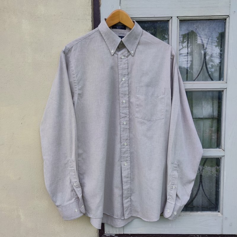 Vintage Arrow Dover Pinpoint Oxford  Cotton Polyester Blend Light Brown Shirt - 男襯衫/休閒襯衫 - 棉．麻 咖啡色