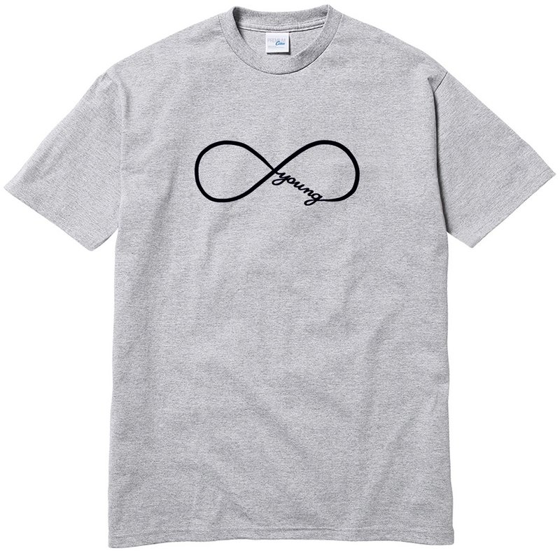 Forever Young infinity #2 短袖T恤 灰色 永遠年輕 文青禮物設計 - 男 T 恤 - 棉．麻 灰色