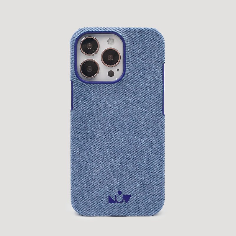 Blue Denim Cell Phone Case for iPhone 14 Pro Max iPhone 15 Pro Max - 手機配件 - 棉．麻 藍色