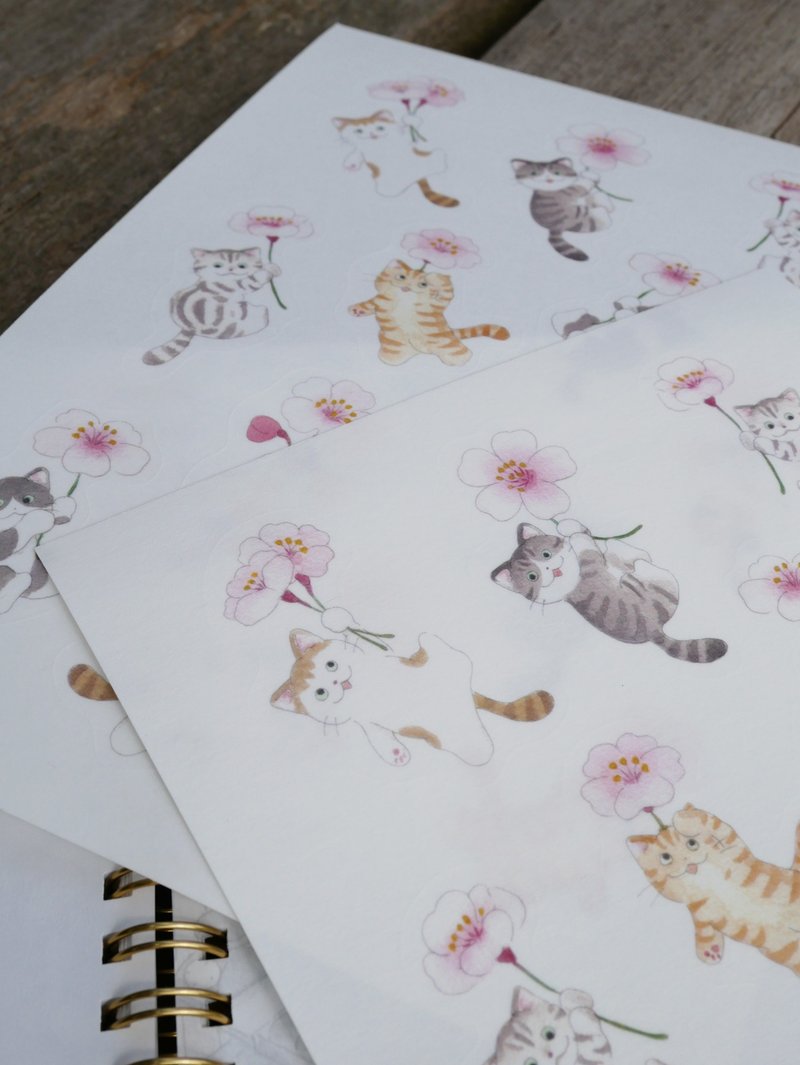 Japanese Paper Stickers ~ Sakura Cat - สติกเกอร์ - กระดาษ 