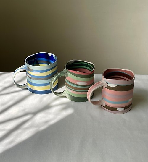 Renee's Ceramics 叢林色彩波浪咖啡杯