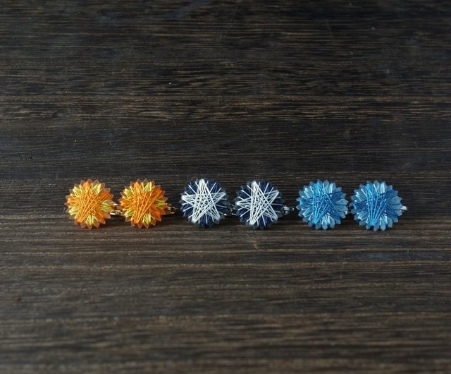 きらきら星のイヤリング (オレンジ) ピアス / イヤリング / 絹糸