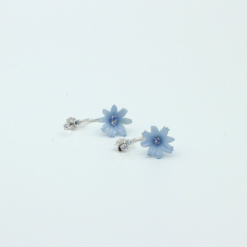 Pamycarie Crystal Pendant Branch Clay Light Blue Cosmos Earrings - Earrings & Clip-ons - Clay Blue