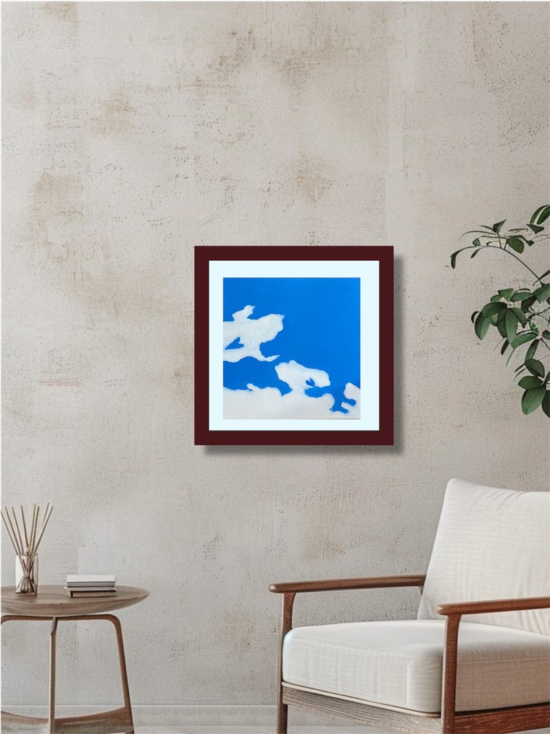 *輕筆觸雲朵 -有愛心的雲*  手繪油畫  非印刷品 - 海報/掛畫/掛布 - 紙 