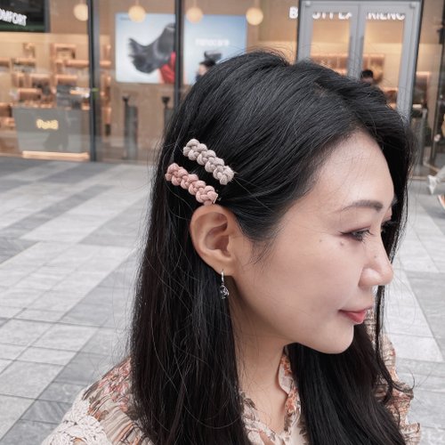 マクラメ編みツイストヘアクリップ 4個セット 全15色から選べ