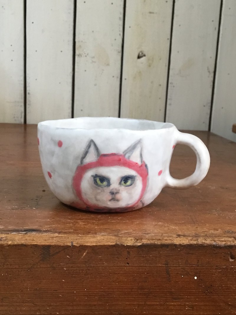 Cat ceramic cup - Other - Pottery White