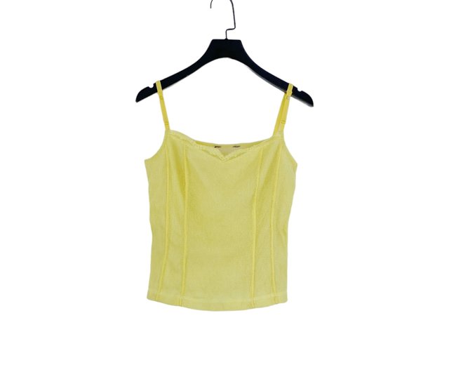 Used Yellow Mesh Lace Trim Elastic Tank Top OPD312 - Shop Rochiililet Bazo  Women's Vests - Pinkoi