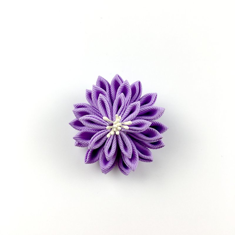 Kaika Ato / Yae Chrysanthemum-Purple / Japanese-style and wind cloth flower / つまみ簡工花簪 - Hair Accessories - Other Materials Purple