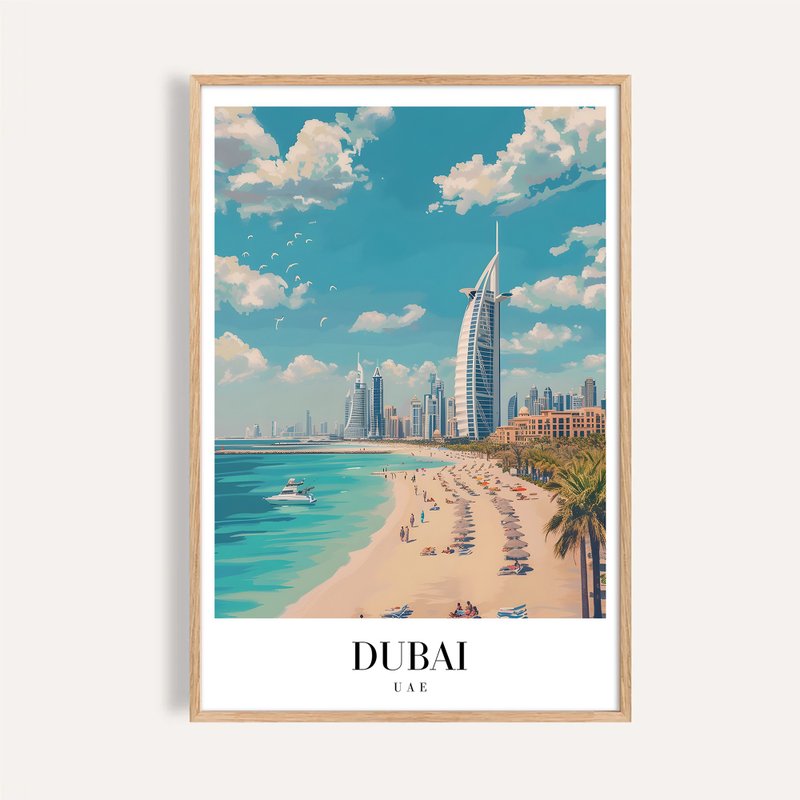 杜拜天際之海 Dubai Skyline Shore / 城市景觀插畫海報 掛畫 - 海報/掛畫/掛布 - 紙 