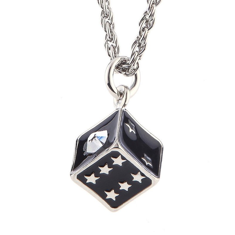 Game Dice Chain Swarovski Dice Necklace - Necklaces - Other Metals Silver