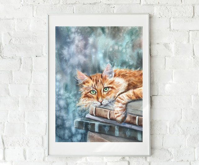 猫の絵オリジナル水彩家の装飾 - ショップ ArtLolitaRos