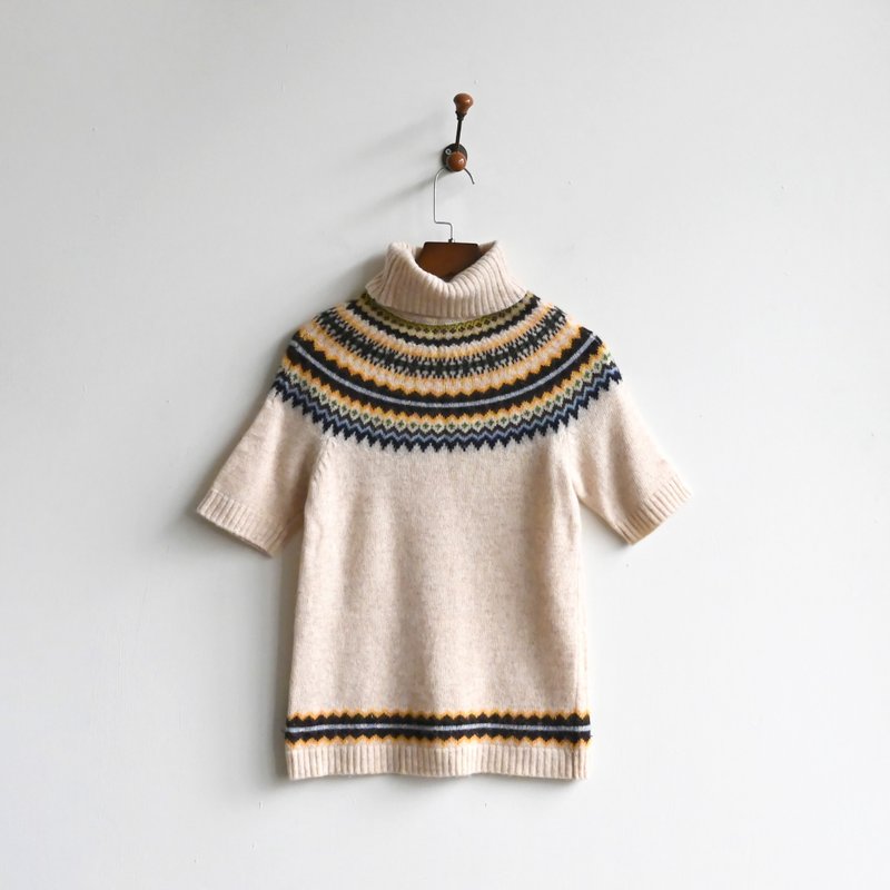 [Egg Plant Vintage] Totem Textured High Neck Knitted Vintage Top - Women's Sweaters - Wool 