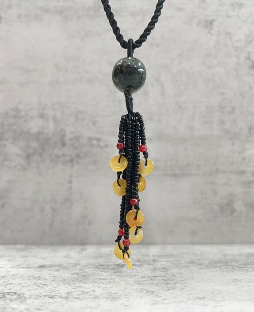 Juno Jewelry 嘉龍珠寶 天然玉石墜 A貨 緬甸翡翠 掛飾 圓滿如意 附贈編織黑繩 玉石吊飾