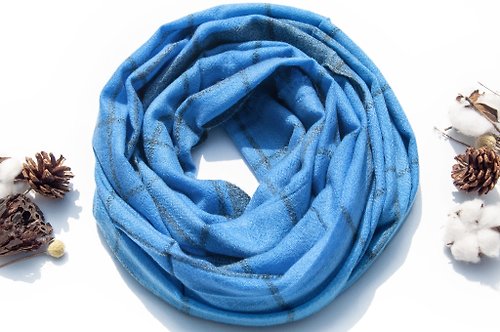 omhandmade 喀什米爾Cashmere 針織圍巾 純羊毛圍巾 手織圍巾 編織圍巾-格紋