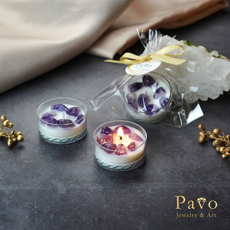 Pavo Exclusive Fragrance Tea Candle Amethyst - Candles & Candle Holders - Other Materials Transparent