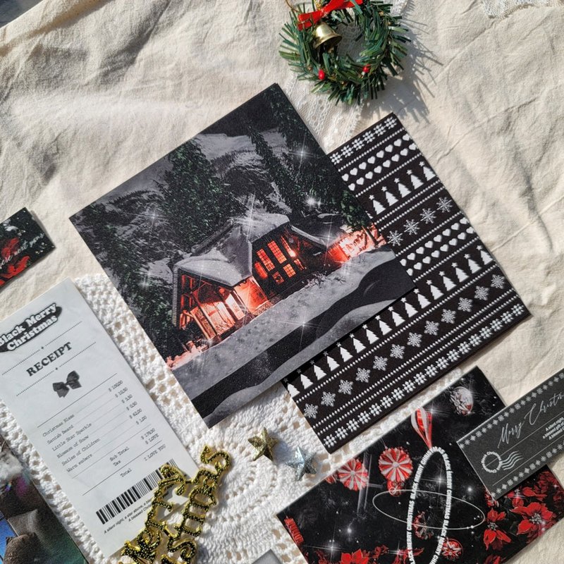 Black Christmas Decopaper - 卡片/明信片 - 紙 黑色