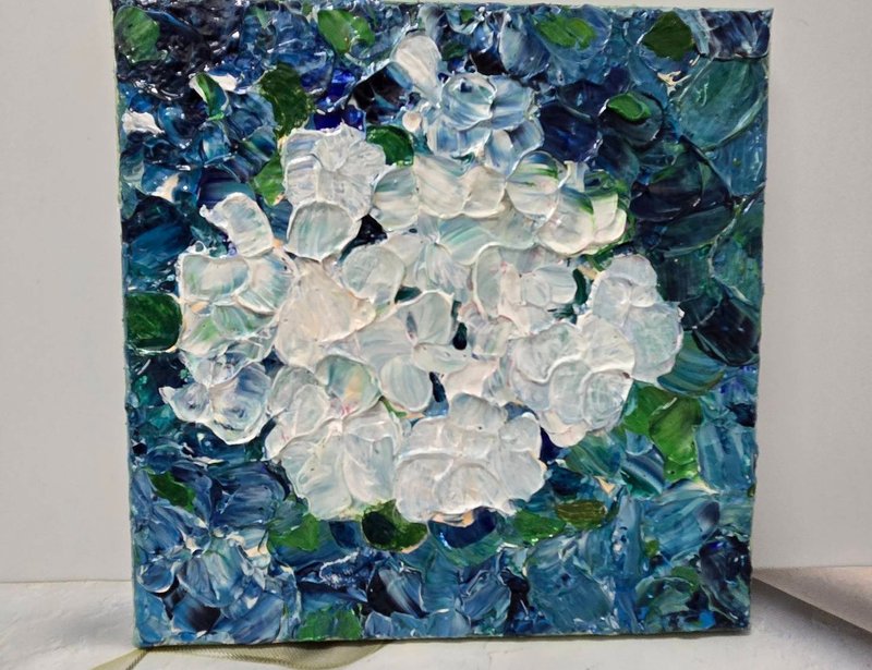 壓克力畫/丙烯藝術/原創手繪【靜藍之花】20×20裝飾掛畫 - 擺飾/家飾品 - 壓克力 