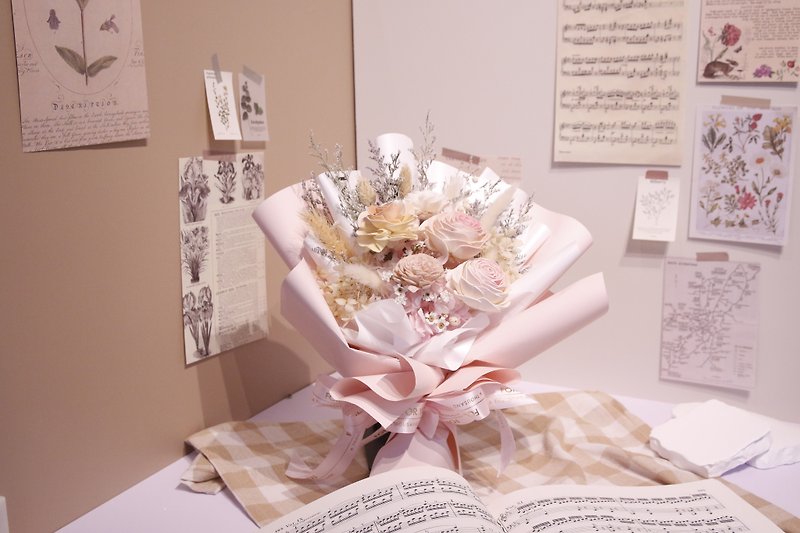 [Medium-sized Sola Bouquet]—Dreamy girly pink bouquet - ช่อดอกไม้แห้ง - พืช/ดอกไม้ สึชมพู