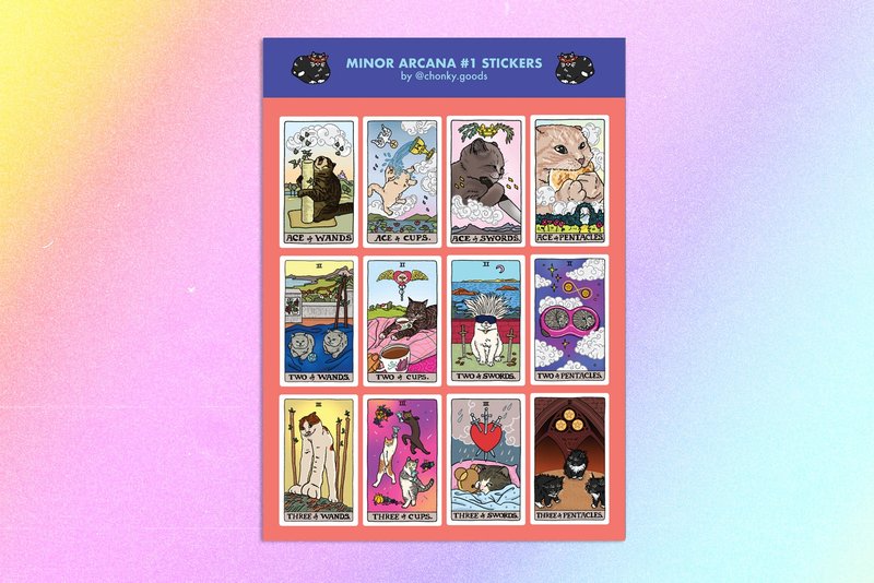 Sticker Sheets - Minor Arcana #1 Tarot Cat Meme - 貼紙 - 塑膠 