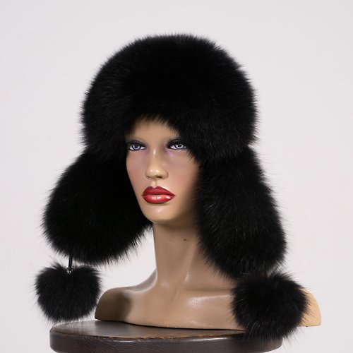 FurStyleUA Woman Winter Fur Arctic Fox Trapper Aviator Ushanka Hat
