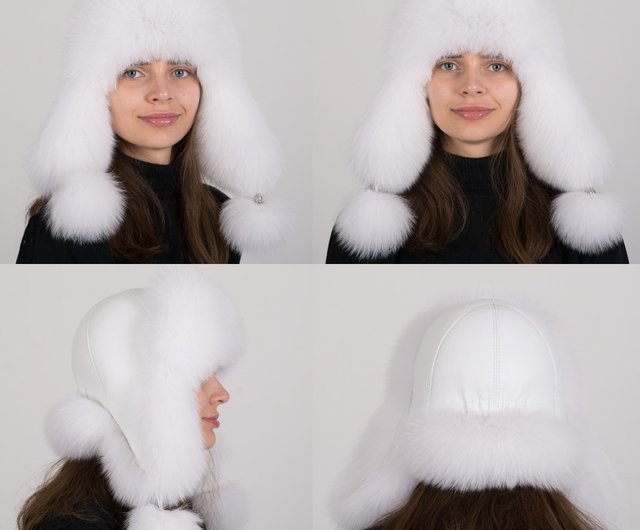 レディース毛皮帽子冬ロシア帽毛皮帽子本物の毛皮キツネの帽子スタイル