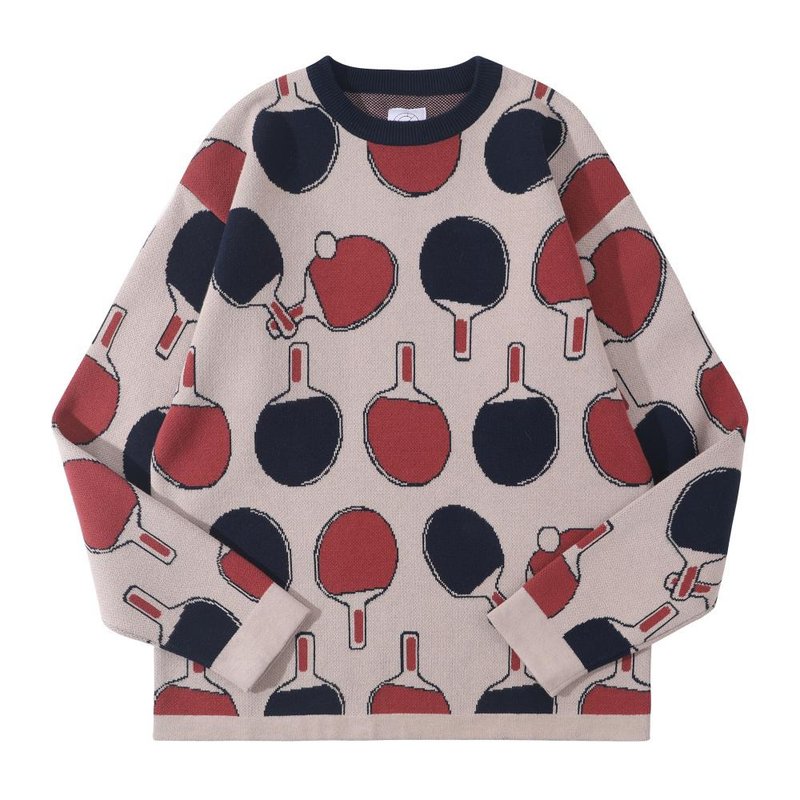 GOC Studio cotton table tennis long-sleeved color-blocked cotton cold sweater for men and women - สเวตเตอร์ผู้ชาย - ผ้าฝ้าย/ผ้าลินิน 