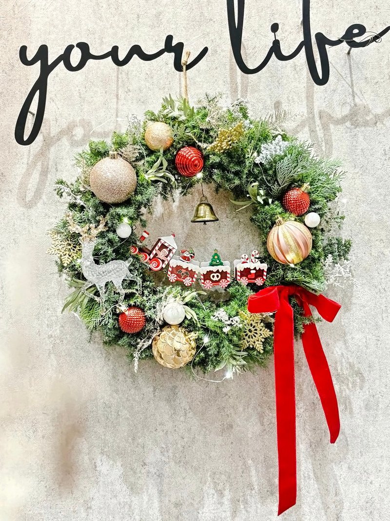 [Cedar Christmas Wreath] Memories of the North Pole Express‧Medium model - Wall Décor - Plants & Flowers Gold