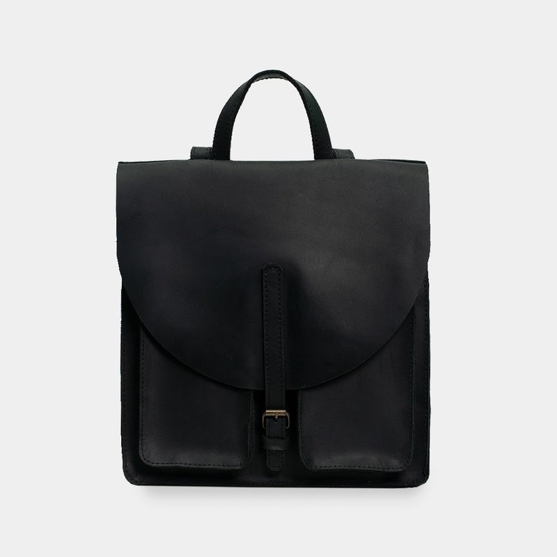 黑色皮革筆電背包 — 復古男女通用工作旅行後背包 - 後背包/背包/書包 - 真皮 灰色