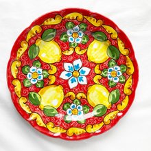マヨリカ焼きの皿時計　26cm 絵皿 26cm マヨリカ焼き イタリア陶器 レモンとオリーブ柄