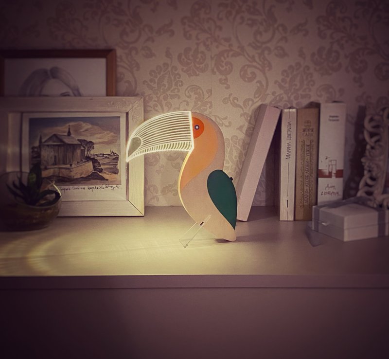 Portable lamp Toucan with rechargeable battery Sleeping night light - 燈具/燈飾 - 木頭 