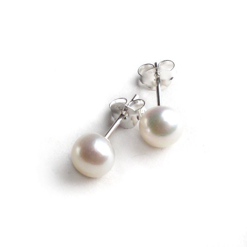Natural pearl sterling silver earrings | off white - Earrings & Clip-ons - Pearl White